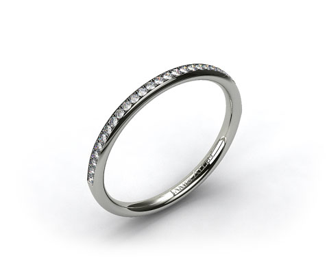 14k White Gold 2mm, 24 Stone, 0.16ctw Matching Pave Wedding Band